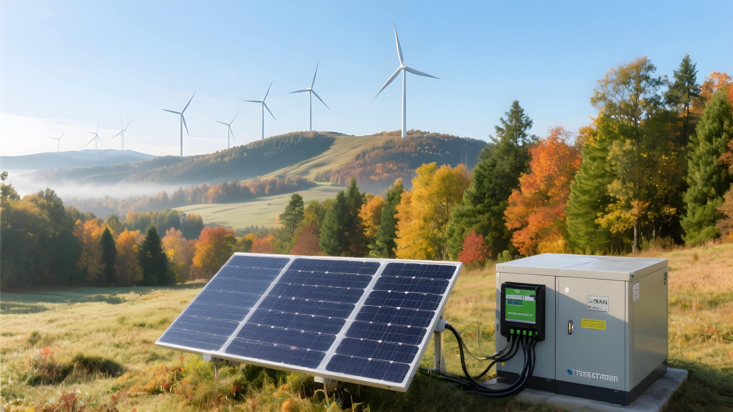 vecteezy energy sources with solar panels and wind turbines in a lush 75714491