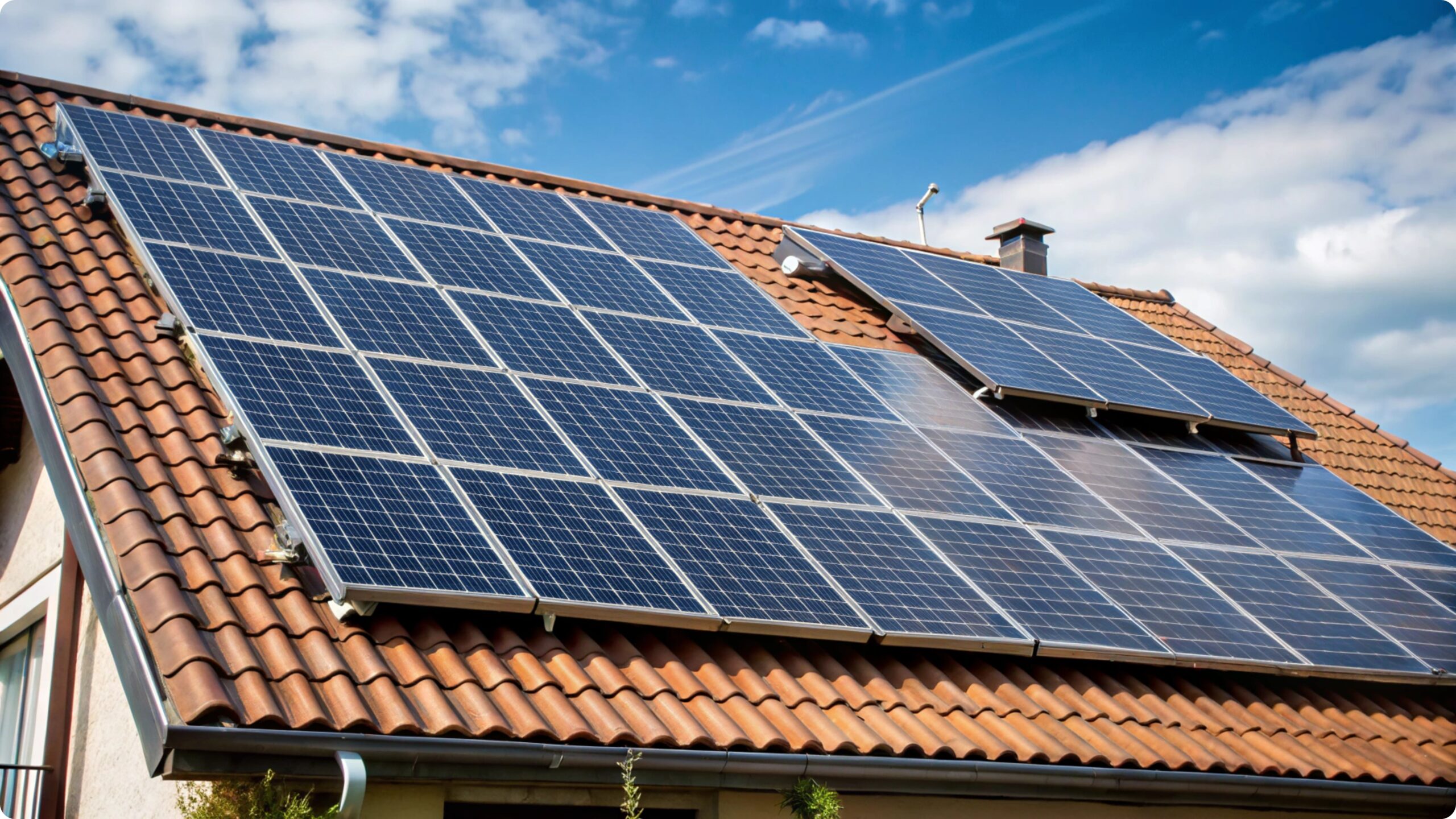 vecteezy solar panels on red tile roof clean energy for a sustainable 55099525